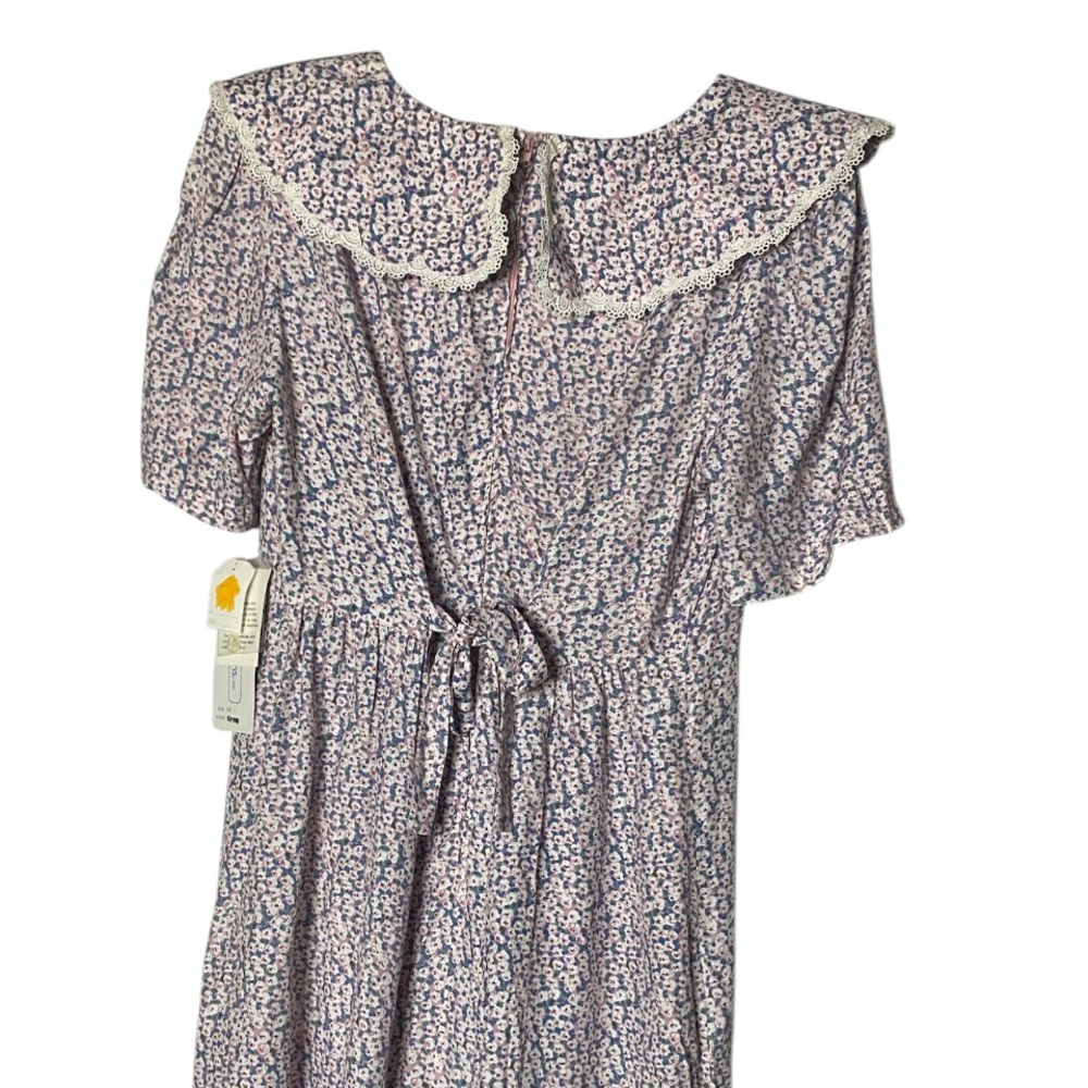 NWT Karin Stevens 90s Floral Maxi Dress 14 Gunne Sax Style Dusty Rose&Periwinkle - Picture 7 of 16